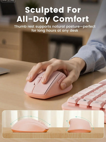 Wireless Keyboard and Mouse Combo, SABLUTE MA41 30Db Quiet Ergonomic Wave Keyboard Set with Soft Leather Palm Rest, Dual-System Switch for Windows/Mac, Ideal for Business Teams Home Office,Back to School,Back to School Haul