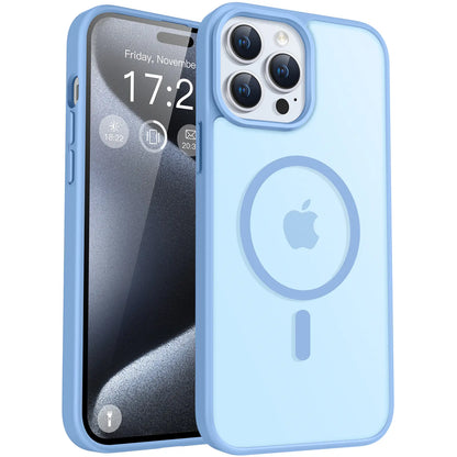 Puyateya Fashion Protective Magnetic Matte TPU Case with Magnetic Ring for Iphone 15/16/Pro/Pro Max, 3-Layer Shock TPU, Military Grade Anti-Drop, Anti-Scratch Translucent, Wireless Charge Compatible Phone Accessories