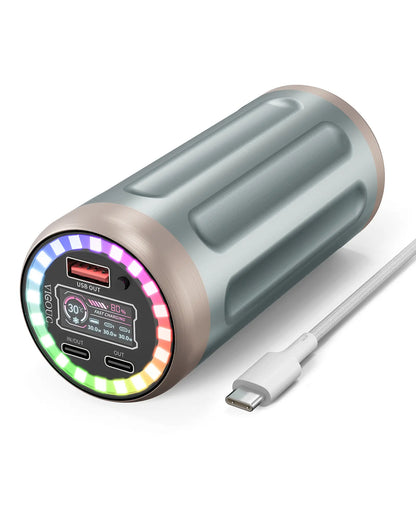 VIGOUC 32,450mAh High-Capacity Mobile Power Bank - PD 22.5W Fast Charging, RGB Lighting, TFT Display, Triple Output, USB Compatibility for Smartphones, iPhone 17/16/15, Samsung, and Other Digital Devices (Ideal for Camping and Emergency Use)