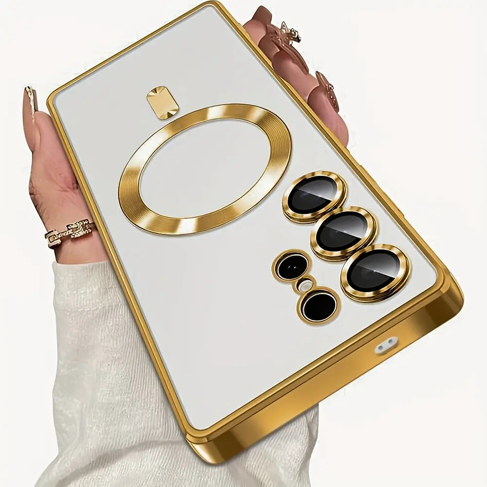 Luxury HD Transparent Magnetic Wireless Charging Phone Case with Lens Protector for Samsung Galaxy S26, S25, S24, S23, S22 Ultra Plus FE - Soft Shockproof Cover and Mobile Phone Accessories