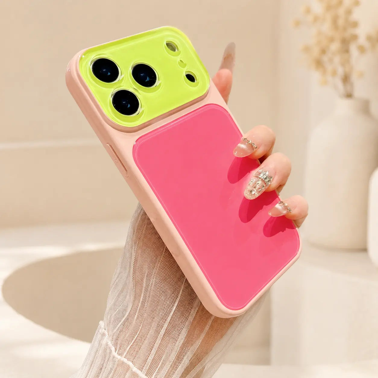 Glossy Dopamine Style Two-Tone Candy Color Phone Case for Iphone 17 16 15 14 Pro Max, Slim Hard Back Cover, Shockproof Protective Case for Women Girls,Back to School,Back to School Haul