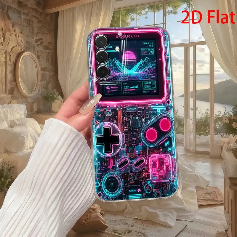 2D Flat Retro Neon Arcade Game Pattern Phone Case, Shockproof Soft Cover, Compatible with Iphone 17/16/15/14/13/12/11/X/XS/XSMAX/XR/7P/8P/17E and Various Samsung Phones, a Holiday Gift for Friends, Family, or Yourself