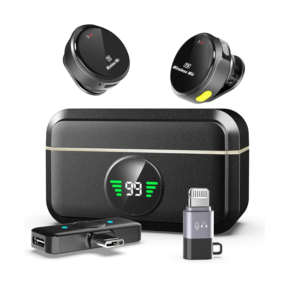 Ultra-Clear Portable Wireless Lavalier Microphone for iPhone/Android - Plug & Play, Compact Rechargeable Mic for Vlog, TikTok, YouTube, and More!