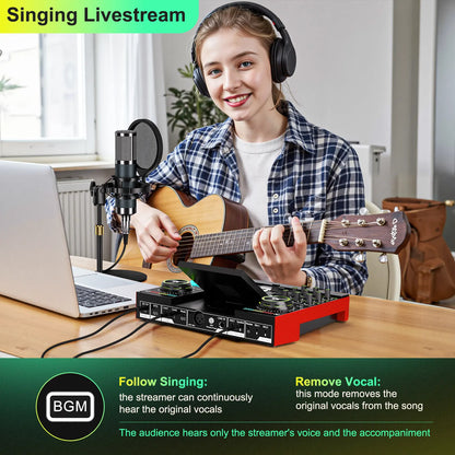 AY LIVE P15 Tenlamp G10-P15 Professional Sound Card Kit with Custom Sound Effects and Condenser Microphone for Live Streaming, Gaming, Vocals, Podcasting, Featuring 2-Stage Noise Cancellation and Computer Audio Mixer (Available as Single Card or Bundle)