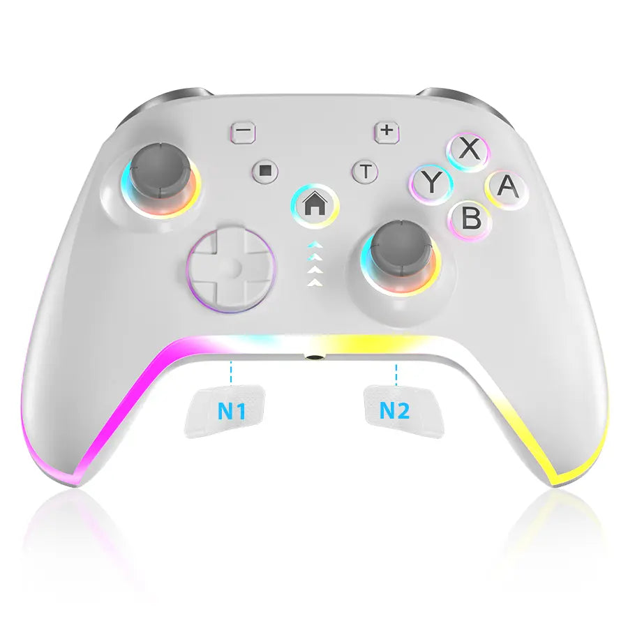 Wireless Pro Switch Controller for Switch 2/Switch/Lite/Oled,Replace for Switch Accessories Upgraded,Support PC Game Android/Ios with 7 RGB LED Lights,Built-In 800Mah Battery,Programmable, Effect Joystick.Adjustable Turbo Dual Vibration Function, Console