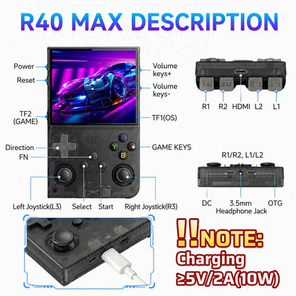 R40 Retro Handheld Game Console, Pre-Loaded Classic Games Plug & Play, Portable Pocket Video Game System, Nostalgic Arcade Gift for Kids & Adults