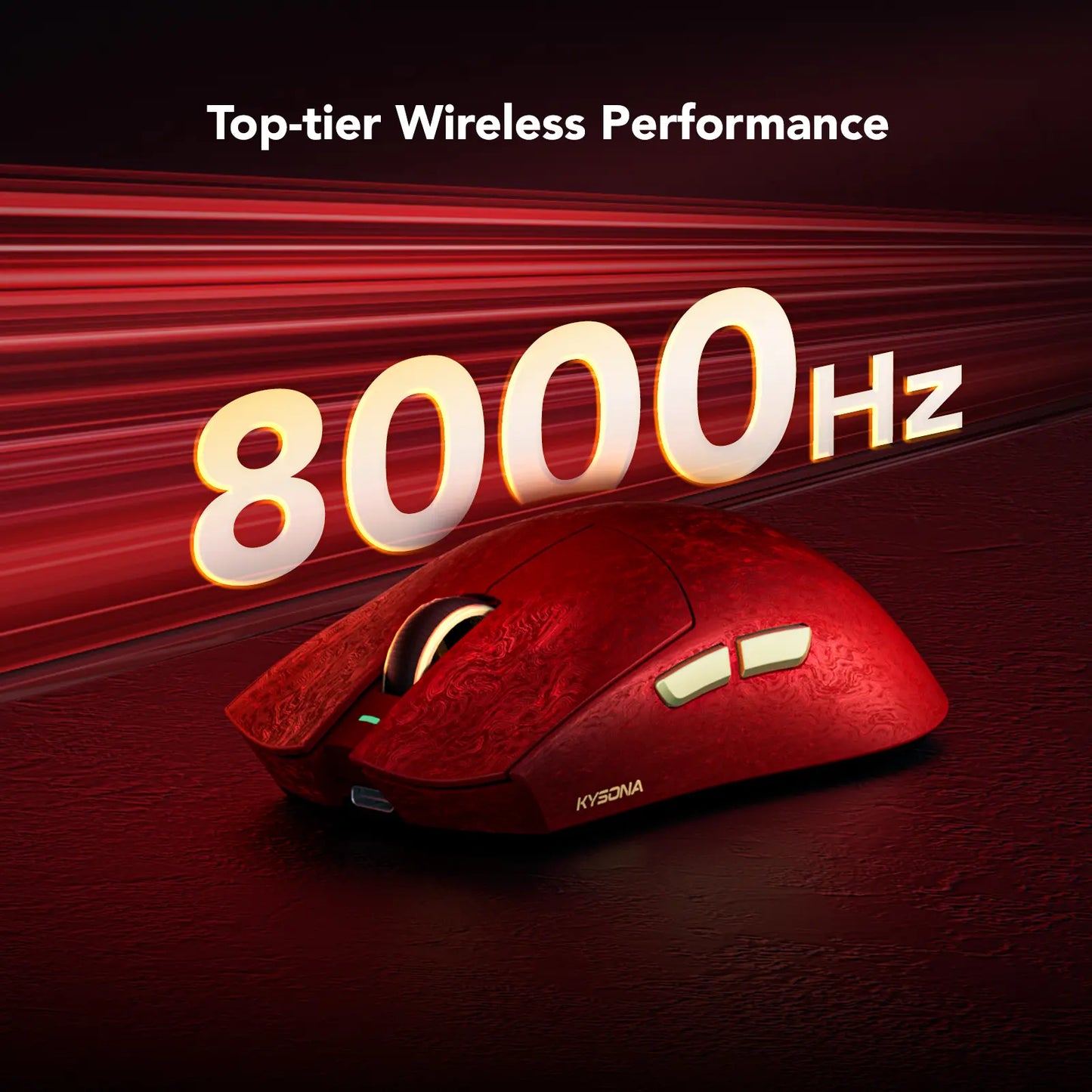 KYSONA Jupiter X Ultra Wireless Gaming Mouse - Carbon Fiber, 61G Ultra Light, PAW3950 30000 DPI Sensor, 70M Omron Optical Switches, 8000Hz Polling Rate, Wired-Wireless-Bluetooth 3 Modes, for Pc/Office & Pro Gamers, Gamer Stuff
