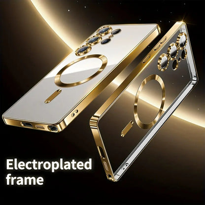 Luxury HD Transparent Magnetic Wireless Charging Phone Case with Lens Protector for Samsung Galaxy S26, S25, S24, S23, S22 Ultra Plus FE - Soft Shockproof Cover and Mobile Phone Accessories