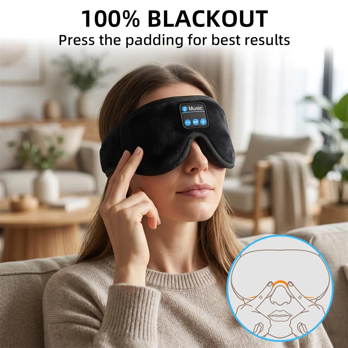 3D Bluetooth Sleep Mask Headphones for Insomnia, Morelax Adjustable 100% Blackout Wireless Eye Mask with Headphones, HD Stereo, Perfect for Home, Travel, Office, Yoga, Gift for Friends