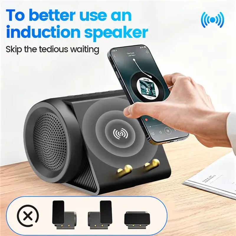 XHJ Portable Wireless BT Speaker with 3-In-1 Mobile Phone Mount, USB-C Compatible Audio Device, Fits Smartphones/Tablets, for Home & Car Use, Ideal Gift for Family, Bluetooth Speaker