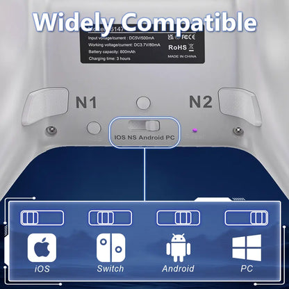 Wireless Pro Switch Controller for Switch 2/Switch/Lite/Oled,Replace for Switch Accessories Upgraded,Support PC Game Android/Ios with 7 RGB LED Lights,Built-In 800Mah Battery,Programmable, Effect Joystick.Adjustable Turbo Dual Vibration Function, Console