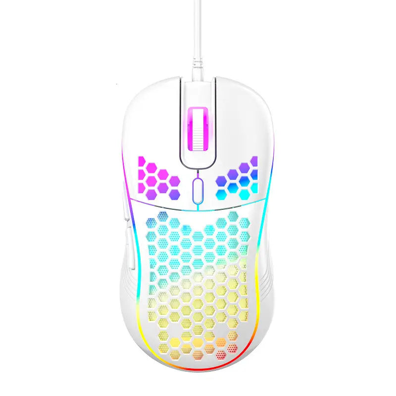 Honeycomb Wired Gaming Mouse, RGB Light with On/Off Switch, 7200 Adjustable DPI, Ergonomic Lightweight 100G Design, High Precision Optical Sensor, 6 Buttons 1.5M Cable, Compatible with PC Laptop Gamers