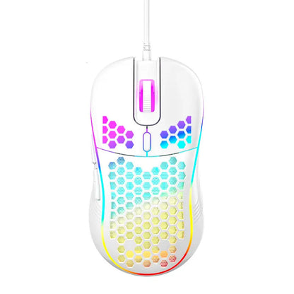Honeycomb Wired Gaming Mouse, RGB Light with On/Off Switch, 7200 Adjustable DPI, Ergonomic Lightweight 100G Design, High Precision Optical Sensor, 6 Buttons 1.5M Cable, Compatible with PC Laptop Gamers