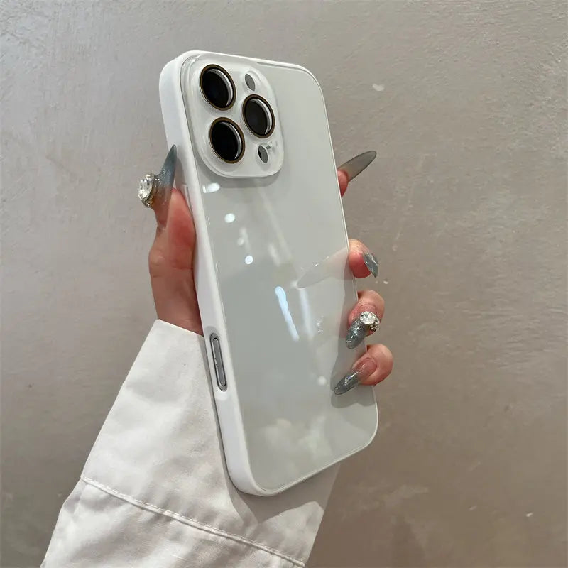 PORODO for Iphone16 Promax.Candy Macaron Crystal Clear Iphone Case, Skin-Feel Soft TPU Bumper & Hard PC Back, Full Lens Protection, Cute Minimalist Pink & White, Compatible with Iphone 17/16/15/14/13 Pro Max Plus