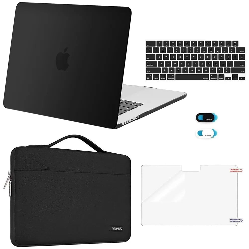 MOSISO Compatible with Macbook Air 15 Inch Case M5 2026 M4 2025 M3 M2 2024 2023 A3448 A3241 A3114 A2941,Protective Hard Shell&Carrying Sleeve Bag&Keyboard Cover&Webcam Cover&Screenfilm, School, Commuting, Daily Protection, Screen Protector, Plastic, Polyc