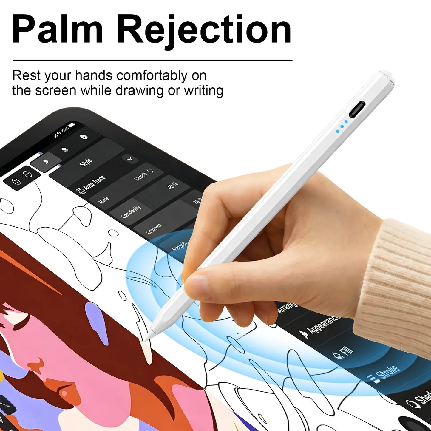 Stylus Pen for Ipad(2018-2026)-2X Fast Charge with Tilt Sensitivity & Palm Rejection for Ipad 11/10/9/8/7/6Th Gen, Air 5/4/3/M4/M3/M2, Pro 13"/12.9"/11"/M4, Mini 7/6/5Th Backtoschool