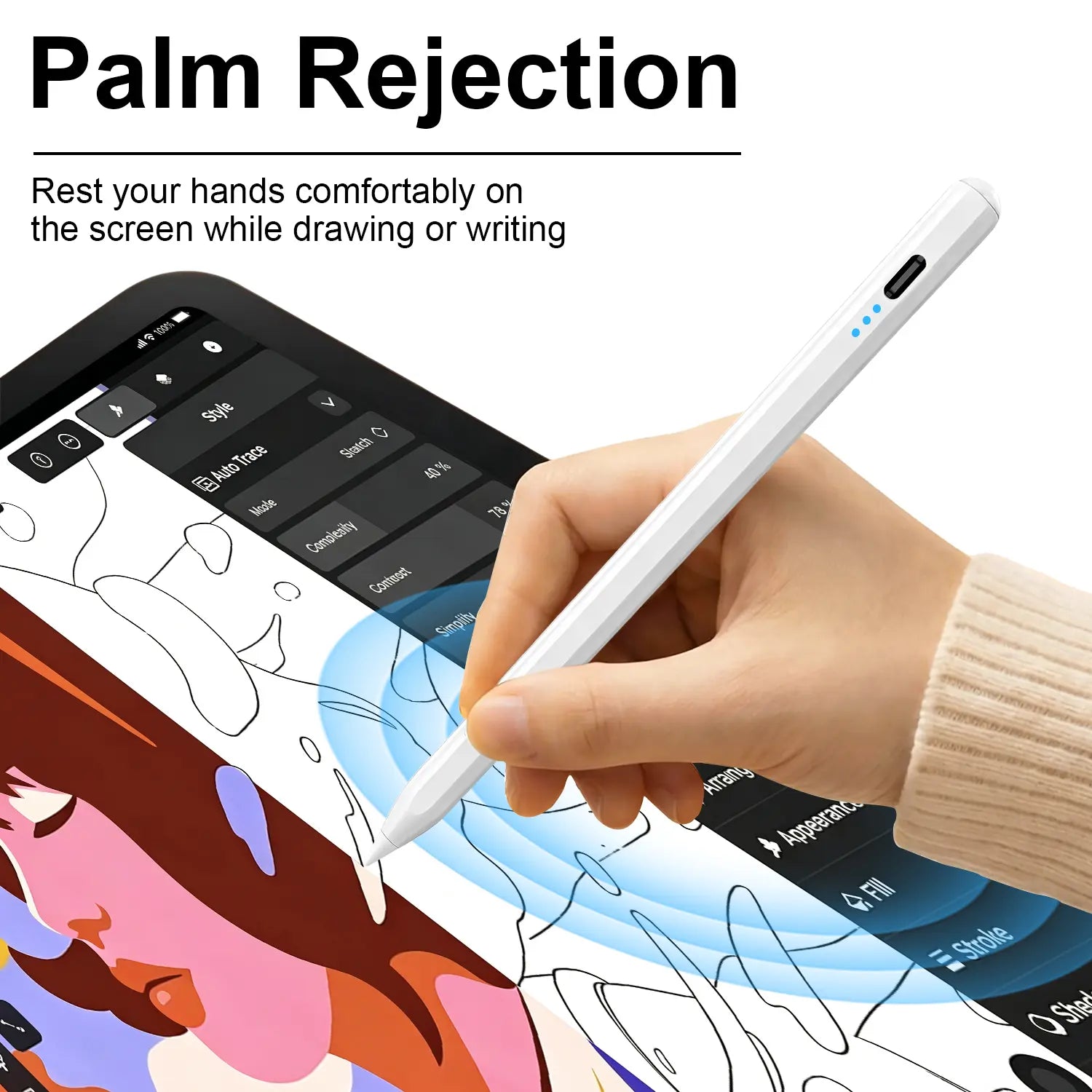 Stylus Pen for Ipad(2018-2026)-2X Fast Charge with Tilt Sensitivity & Palm Rejection for Ipad 11/10/9/8/7/6Th Gen, Air 5/4/3/M4/M3/M2, Pro 13"/12.9"/11"/M4, Mini 7/6/5Th Backtoschool