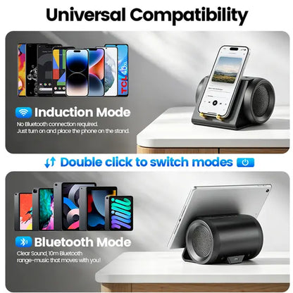XHJ Portable Wireless BT Speaker with 3-In-1 Mobile Phone Mount, USB-C Compatible Audio Device, Fits Smartphones/Tablets, for Home & Car Use, Ideal Gift for Family, Bluetooth Speaker