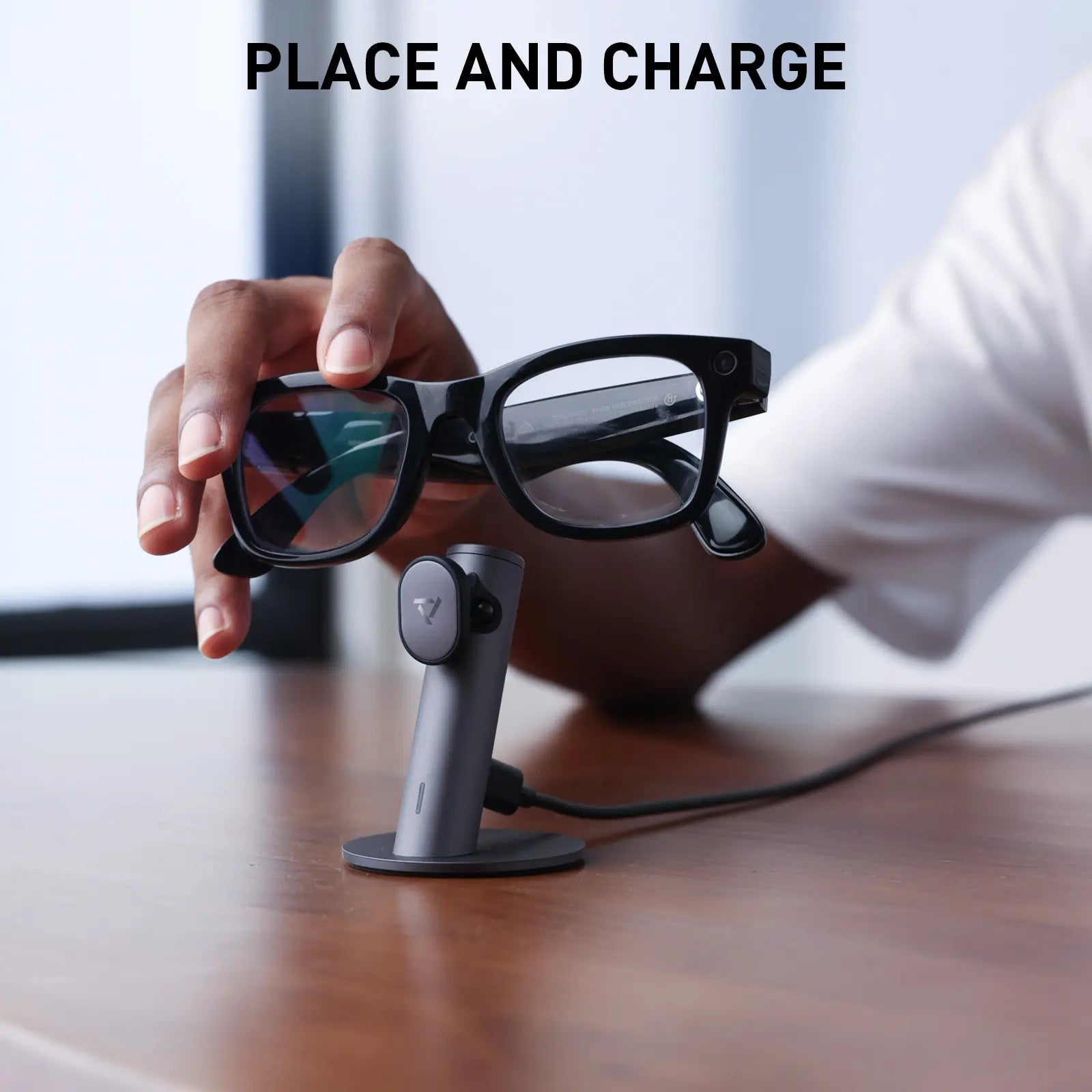 PRISMXR Ray-Ban Meta Aluminium Charging Stand - Carina S1 Desk Dock with Stand Charging Cable for Ray-Ban Meta Wayfarer, Headliner & Skyler (Gen 1 & 2) | Wearable Electronic Gadgets Accessories (Glasses Not Included) Usb Charge Chargeable