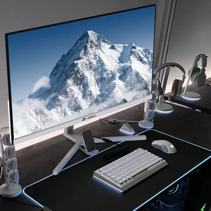CRUA 22 Inch White Desktop Monitor FHD 1080P 100Hz, 120% Srgb Color, Low Blue Light, VGA HDMI Input, VESA Wall‑Mount Compatible for Home & Office
