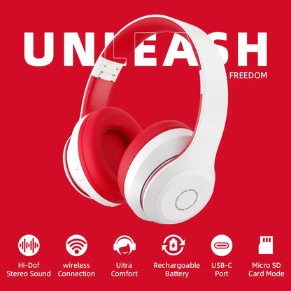 Over-Ear Wireless Bluetooth Headphones LED Light up Hybrid Noise Reduction Hi-Res Audio Deep Bass Hi-Fi Stereo 100H Long Playtime Foldable Lightweight Headset Soft Comfort Earpads Built-In Mic Compatible Ios/Android/Pc for Office Travel Gym Outdoor Black