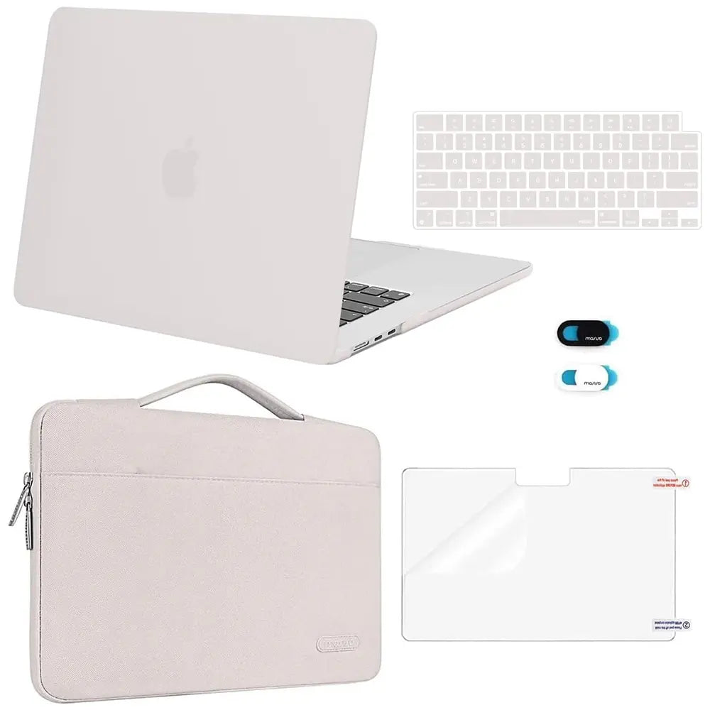 MOSISO Compatible with Macbook Air 15 Inch Case M5 2026 M4 2025 M3 M2 2024 2023 A3448 A3241 A3114 A2941,Protective Hard Shell&Carrying Sleeve Bag&Keyboard Cover&Webcam Cover&Screenfilm, School, Commuting, Daily Protection, Screen Protector, Plastic, Polyc