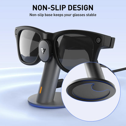 PRISMXR Ray-Ban Meta Aluminium Charging Stand - Carina S1 Desk Dock with Stand Charging Cable for Ray-Ban Meta Wayfarer, Headliner & Skyler (Gen 1 & 2) | Wearable Electronic Gadgets Accessories (Glasses Not Included) Usb Charge Chargeable