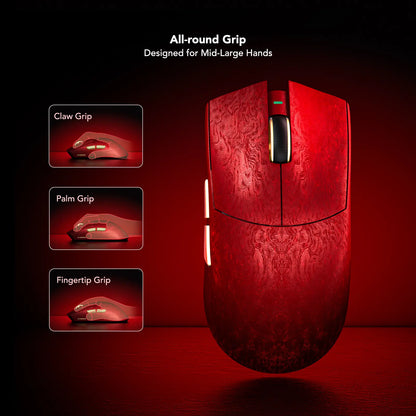 KYSONA Jupiter X Ultra Wireless Gaming Mouse - Carbon Fiber, 61G Ultra Light, PAW3950 30000 DPI Sensor, 70M Omron Optical Switches, 8000Hz Polling Rate, Wired-Wireless-Bluetooth 3 Modes, for Pc/Office & Pro Gamers, Gamer Stuff