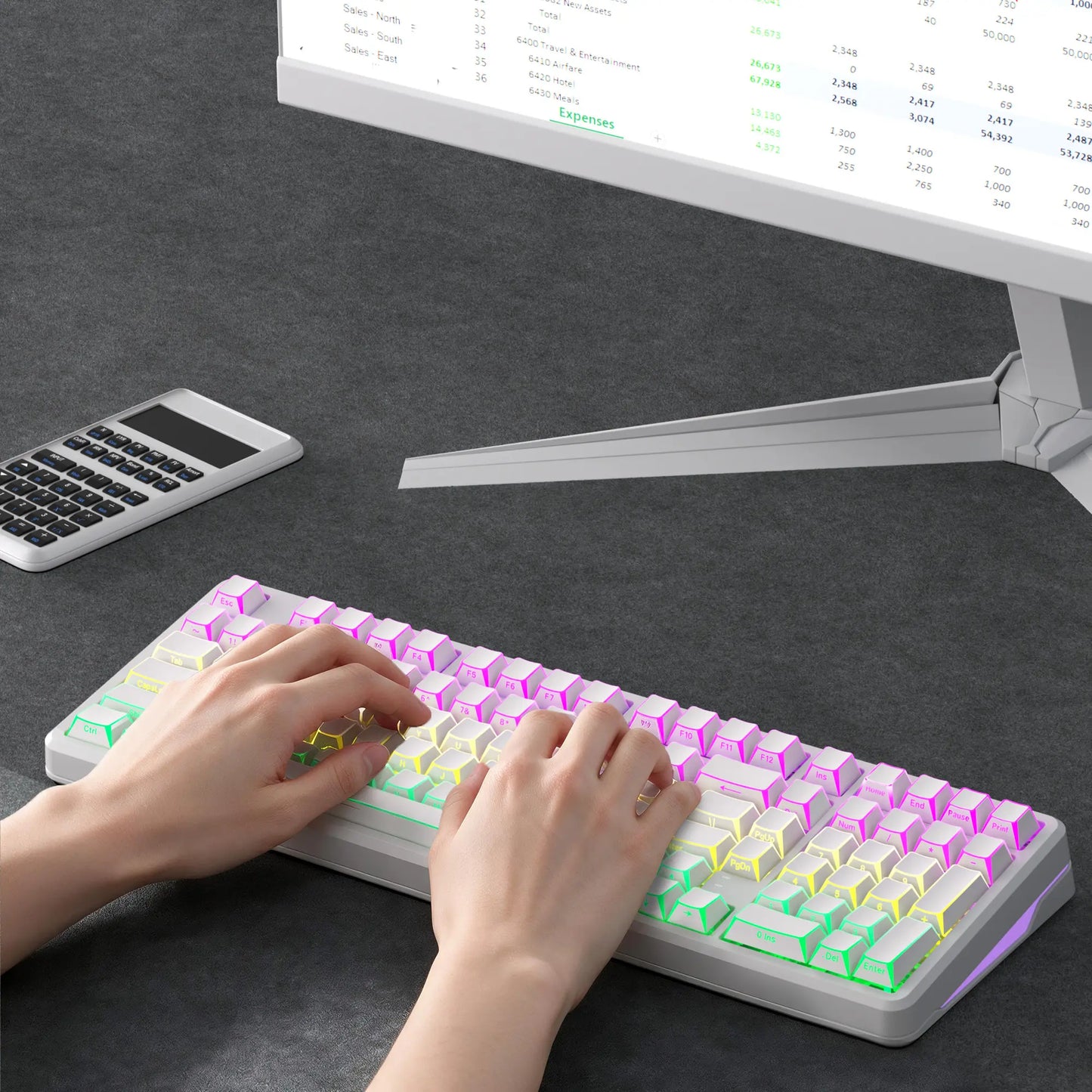 XVX M98 Tri-Mode Wireless Mechanical Keyboard with Number Pad, Bt5.0/2.4Ghz/Usb-C, Pre-Lubed Switches, Gasket Structure, Hot Swappable Custom Creamy Keyboard, 8000Mah, Gaming Keyboard, Office Keyboard, RGB Backlit, Keyboard for Work Tiktokshopbacktoschoo