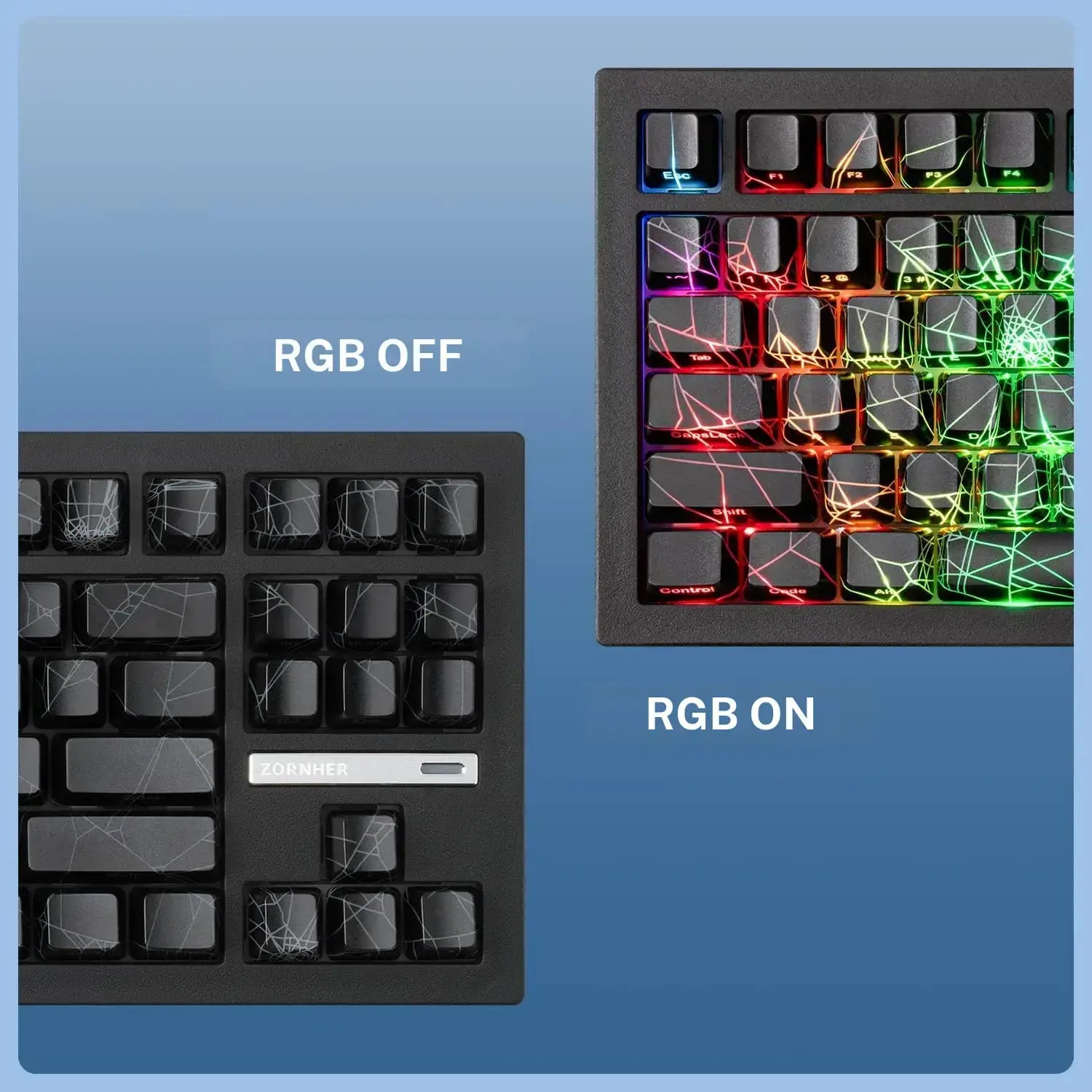 ZORNHER ZH870 80% BT5.0 Wireless Mechanical Creamy Keyboard, Hot Swappable Linear Switches, RGB Lighting, 2.4Ghz/Usb C Connectivity, Spider Web IMD PC Keycaps, Keyboards for Gaming, Gaming PC Accessories Color Backlight Keyboard Computer Game Hardware Tik