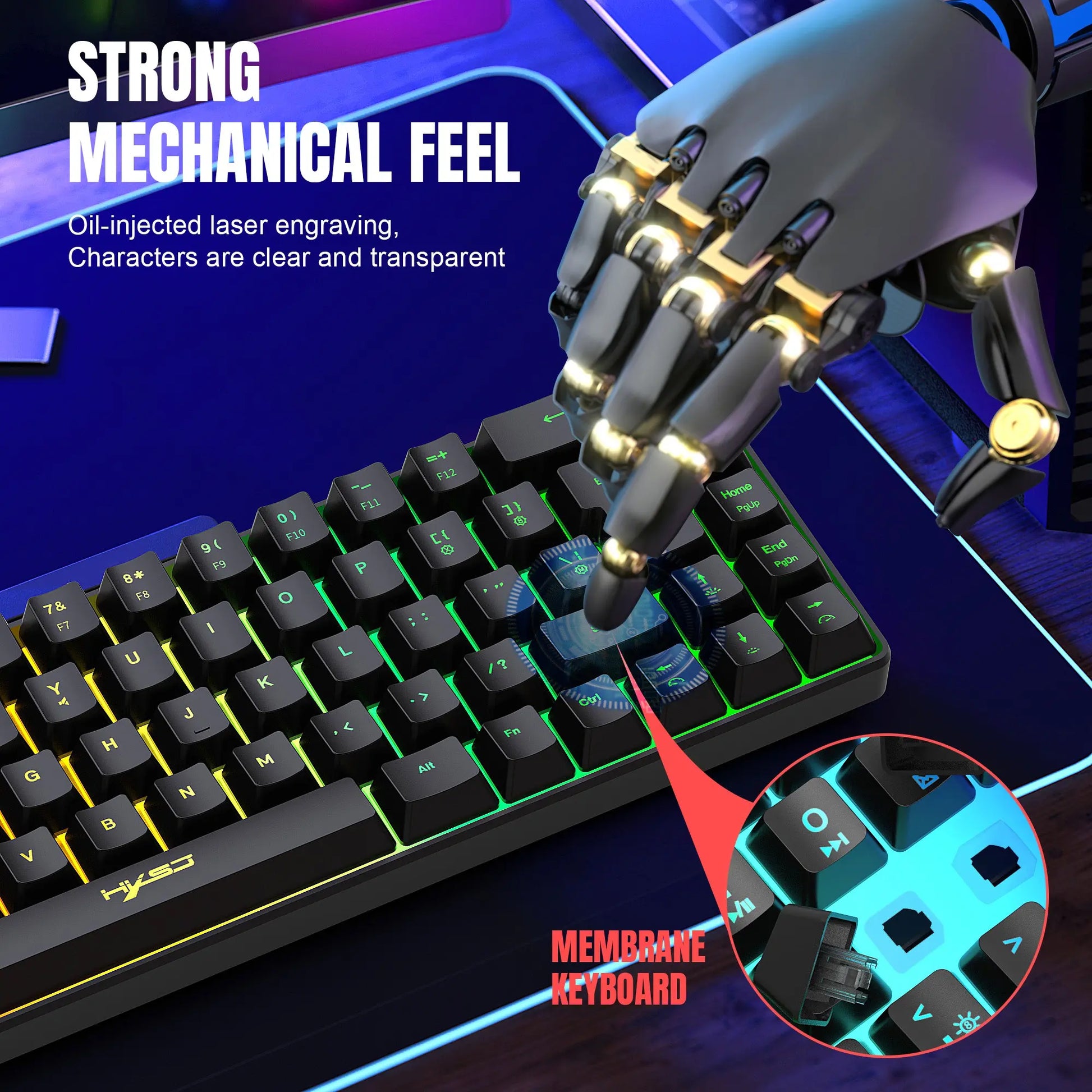 Hxsj-68 Key Wired Membrane Keyboard + Wired Mouse Set, Ideal for Gaming and Office Use, Durable Design for Daily Tasks
