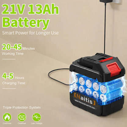 [Dealsforyou]Naitis 1500PSI Cordless Portable Power Washer 21V, 200W High Pressure Water Cleaner with 13000Mah Battery, Adjustable 6-In-1 Nozzle & Foam Bottle,For Valentine’S Day Gift Summervibes,Father'Sdaygifts, Pressure Washer, Cordless Pressure Washer