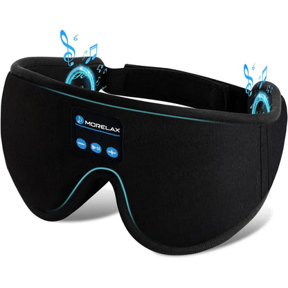3D Bluetooth Sleep Mask Headphones for Insomnia, Morelax Adjustable 100% Blackout Wireless Eye Mask with Headphones, HD Stereo, Perfect for Home, Travel, Office, Yoga, Gift for Friends