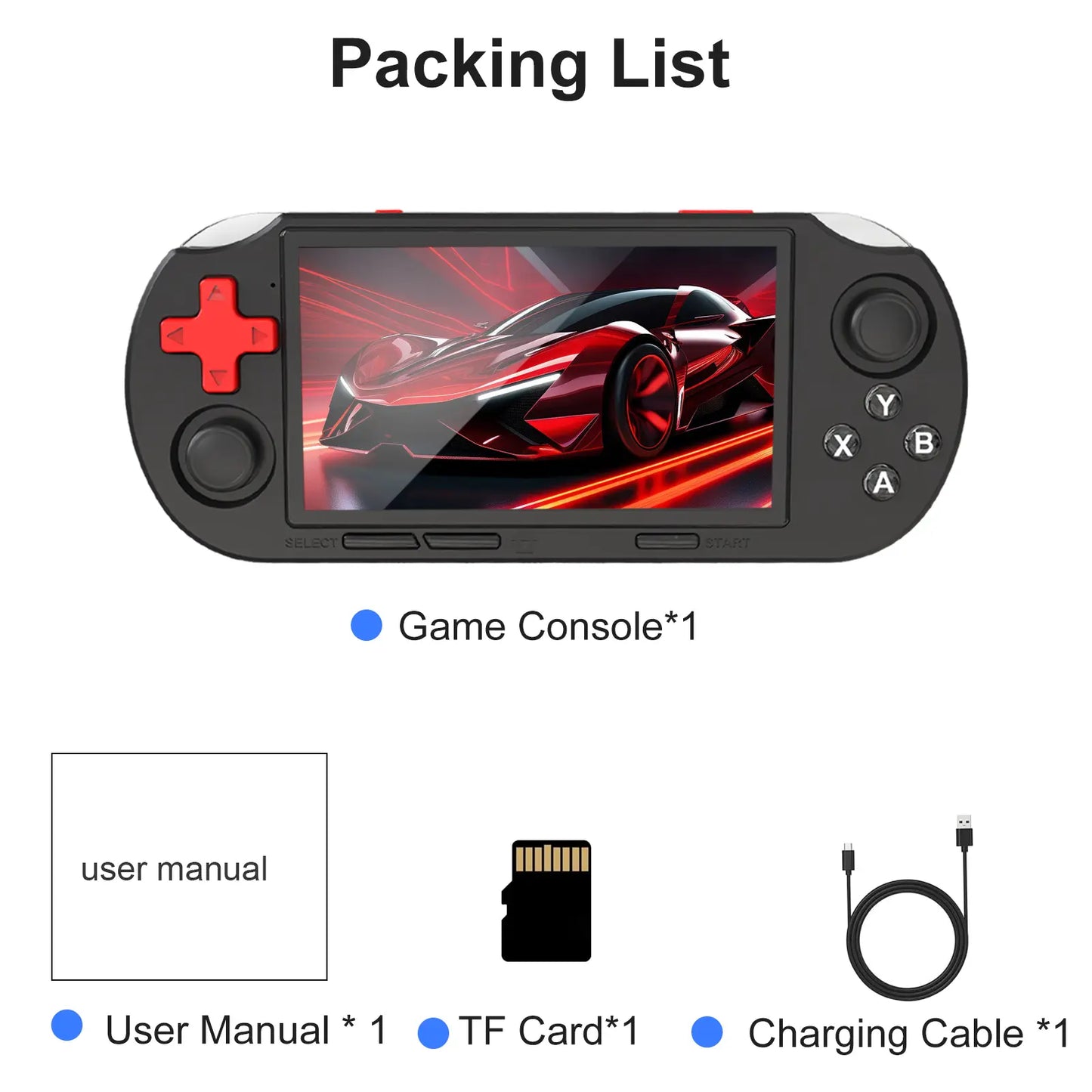 YLW ANS16 Handheld Retro Gaming Console 4.5-Inch IPS Screen 64GB Memory 16000 Games 14 Emulators RGB Lights 3000Mah Battery Portable Gift Compact Outdoorfun