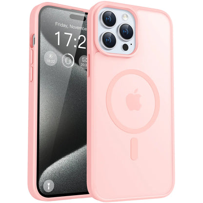Puyateya Fashion Protective Magnetic Matte TPU Case with Magnetic Ring for Iphone 15/16/Pro/Pro Max, 3-Layer Shock TPU, Military Grade Anti-Drop, Anti-Scratch Translucent, Wireless Charge Compatible Phone Accessories
