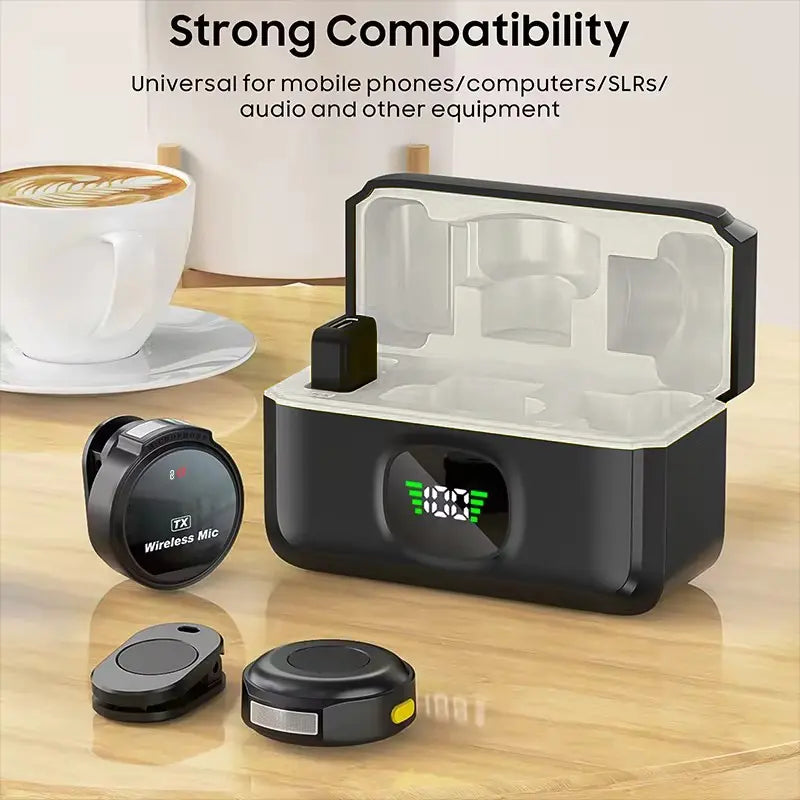 Ultra-Clear Portable Wireless Lavalier Microphone for iPhone/Android - Plug & Play, Compact Rechargeable Mic for Vlog, TikTok, YouTube, and More!