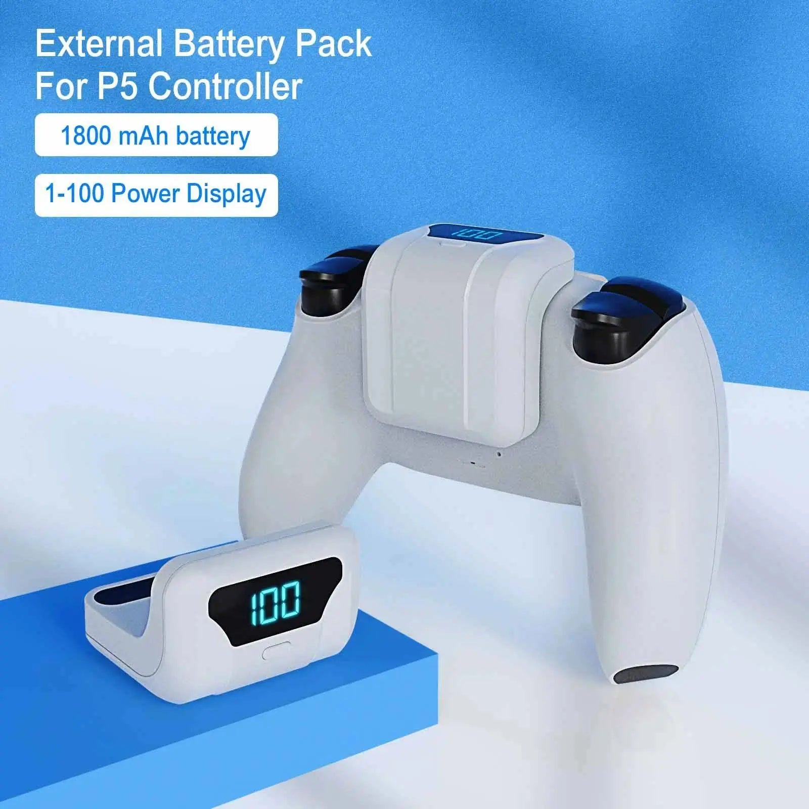 Dual Charge Station for PS5 Video Game Controllers, 1800Mah Battery-Powered Rechargeable Battery, Durable Back Clip, Hassle-Free Storage, Extended Gaming Devices, Essential Gaming Accessory, Controller Charge Station, Gaming Accessories