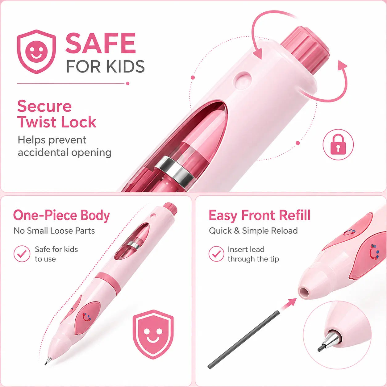 Write Right Ergonomic Pen Grip Writing Aid - Self-Advancing, Posture-Training Cute Pencils for Students, Home Tutoring - Pen Control Flexibility Tool, 12 Refills, Smiley Face Designs - Back to School Haul, First Day of School Supplies (2026-2027 Season)