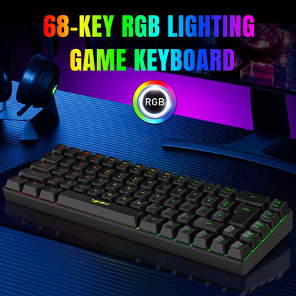 Hxsj-68 Key Wired Membrane Keyboard + Wired Mouse Set, Ideal for Gaming and Office Use, Durable Design for Daily Tasks