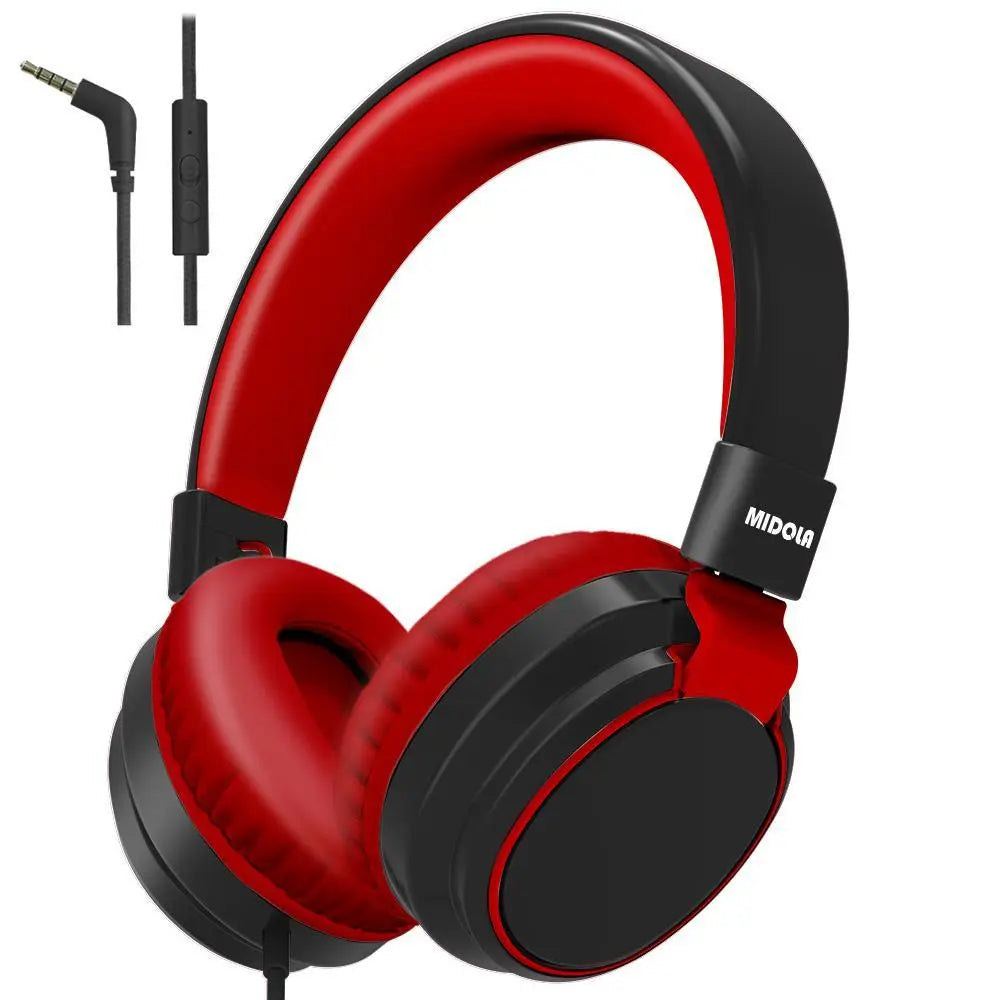 MIDOLA H01 Wired Over-Ear Gaming Headphones - Hi-Fi Audio, Active Noise Cancellation, Dual Mic, Folding Design, Extended Wear Comfort for Students, Daily Commute