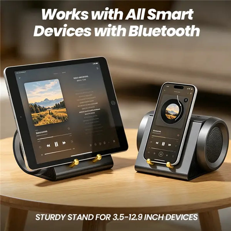 XHJ Portable Wireless BT Speaker with 3-In-1 Mobile Phone Mount, USB-C Compatible Audio Device, Fits Smartphones/Tablets, for Home & Car Use, Ideal Gift for Family, Bluetooth Speaker