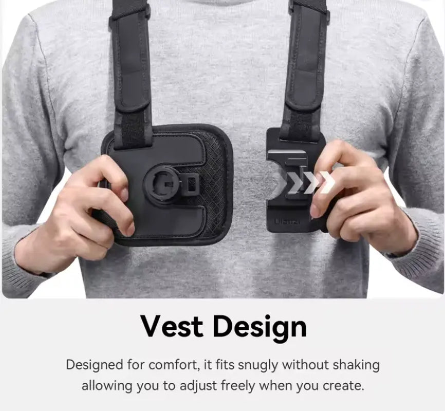 Adjustable Chest Mount Strap for Camera Phones - Secure Action Camera Holder with Clips