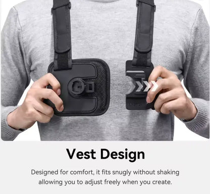 Adjustable Chest Mount Strap for Camera Phones - Secure Action Camera Holder with Clips