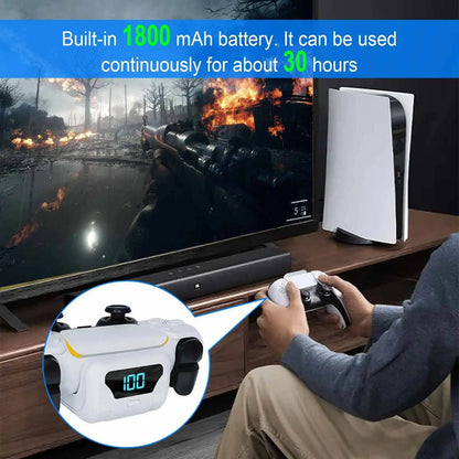 Dual Charge Station for PS5 Video Game Controllers, 1800Mah Battery-Powered Rechargeable Battery, Durable Back Clip, Hassle-Free Storage, Extended Gaming Devices, Essential Gaming Accessory, Controller Charge Station, Gaming Accessories