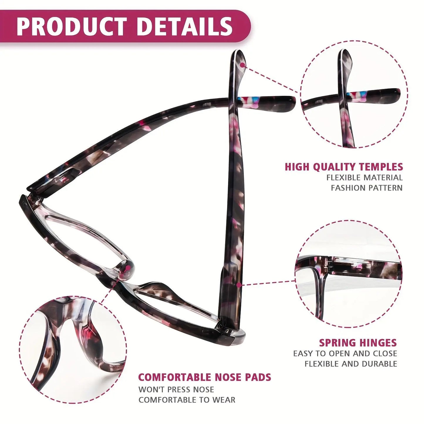 ZOELEAD 3-Pack Blue Light Blocking Reading Glasses for Men and Women - Tortolette Round-End Bendable Non-Prescription Frames with Spring Hinges for Computer Use