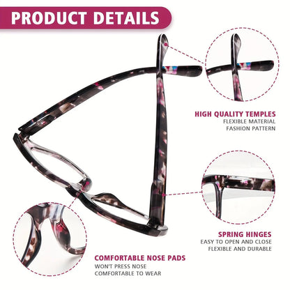 ZOELEAD 3-Pack Blue Light Blocking Reading Glasses for Men and Women - Tortolette Round-End Bendable Non-Prescription Frames with Spring Hinges for Computer Use