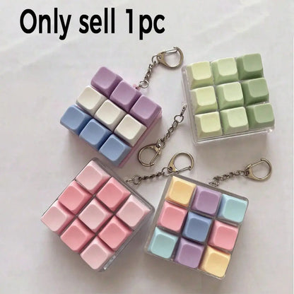 9-Button Cube Stress Relief Keychain - Creative Gothic Y2K Style Fidget Toy for Bags and Car Keys, Ideal Birthday Gift and Party Favor