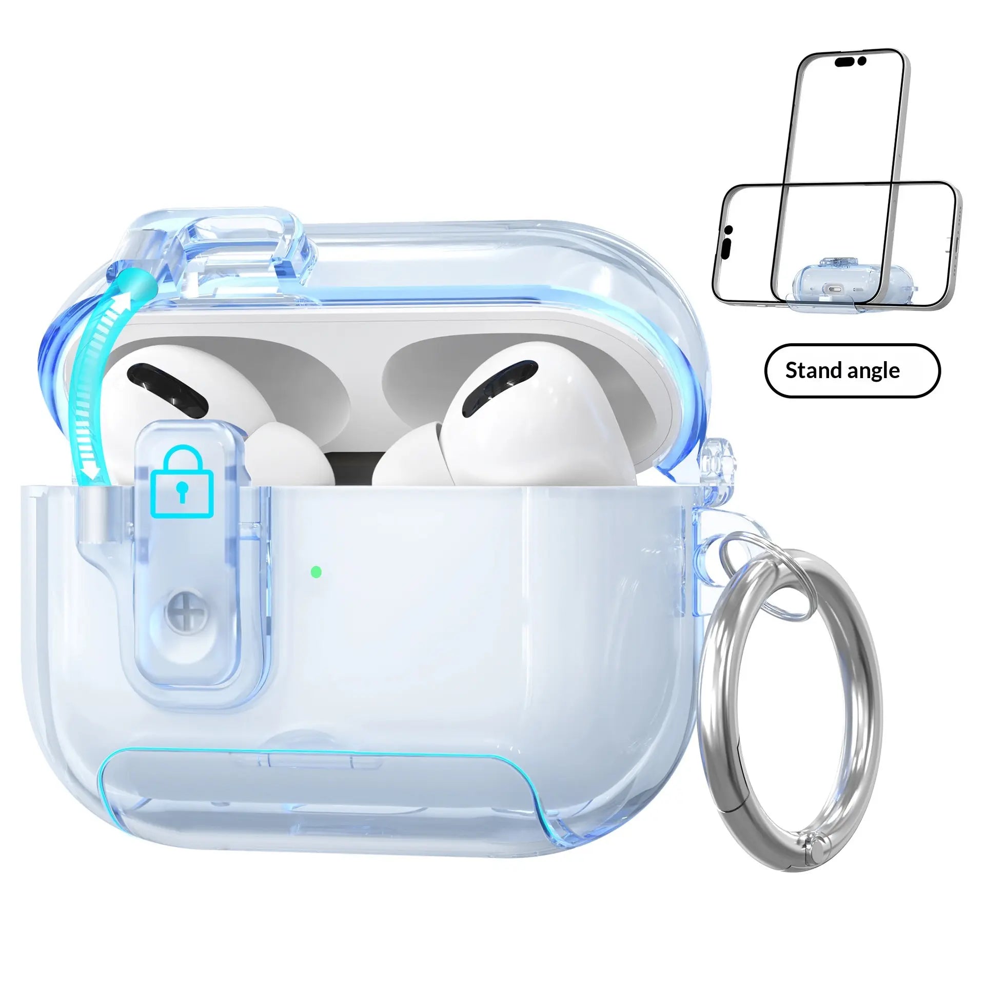 Frosted Clear Airpods Case for Airpods 4 & Pro 2 & Pro 3 - Pop-Up Cover with Phone Stand, Semi-Transparent TPU Anti-Drop Shell Summerwins Airpods 4 Cases Airpods ,Free Ship,Free Ship Tiktokshopbacktoschool,Back to School,Back to School Haul