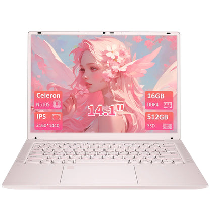 Auusda 14.1" Windows 11 Pro Laptop with Intel Celeron N5105 CPU, 8GB RAM, 256GB SSD, Backlight, Fingerprint, Webcam Switch, Portable Design