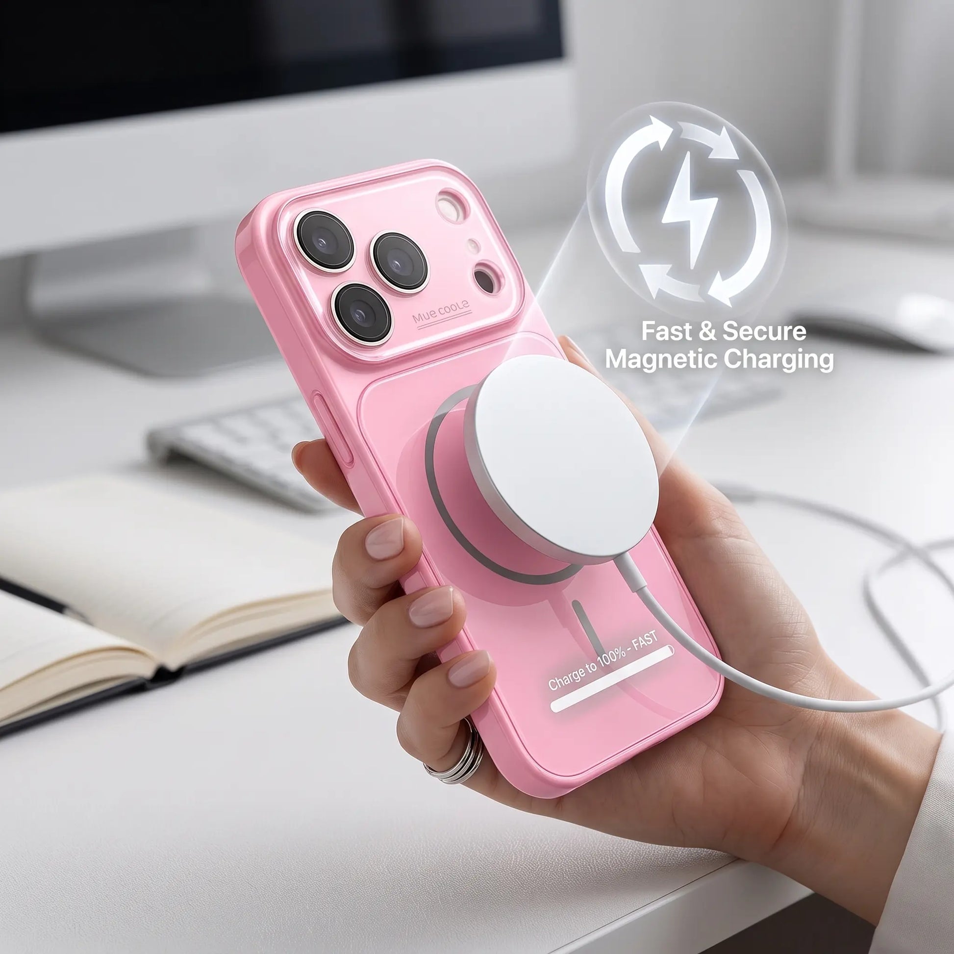 Solid Glossy Magsafe Compatible Phone Case for Iphone 17 Pro Max,16,15,14,13,12,11, Full Raised Large Camera Window Protective Cover, Slim Shockproof Anti-Scratch Glossy Magnetic Cell Phone Case for Teen Girls & Young